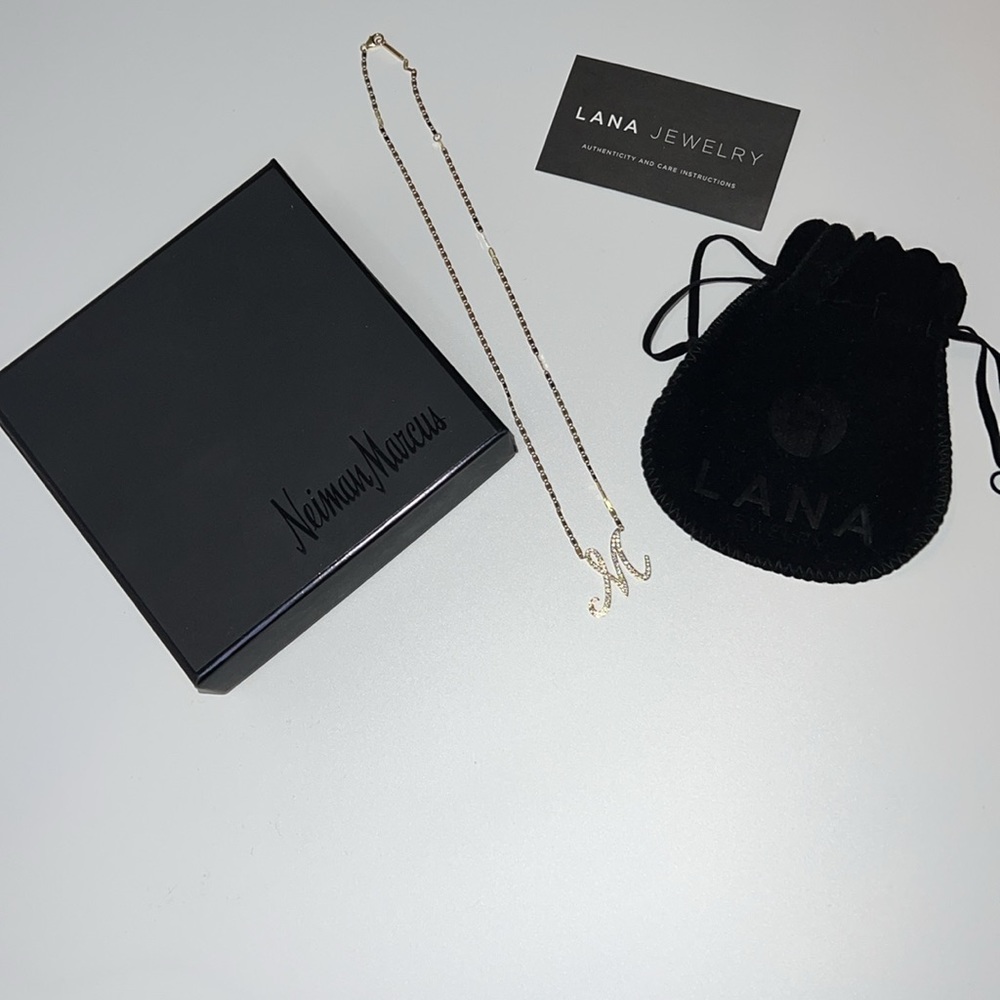 💎NWT LANA MALIBU INITIAL NECKLACE “M” 14 K GOLD & DIAMOND - Picture 13 of 17